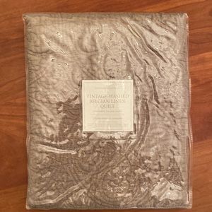 2 Restoration hardware vintage washed Belgian linen quilt standard pillow sham